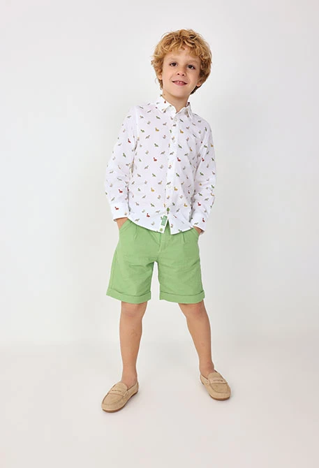 Bermuda di lino per bambino in colore verde