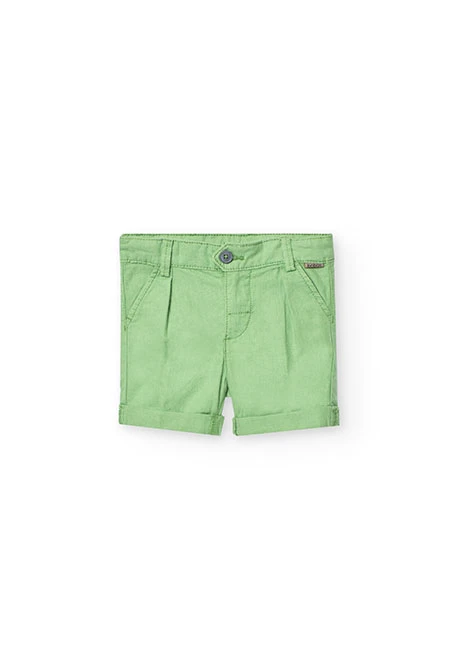 Bermuda en lin pour bébé garçon de couleur verte