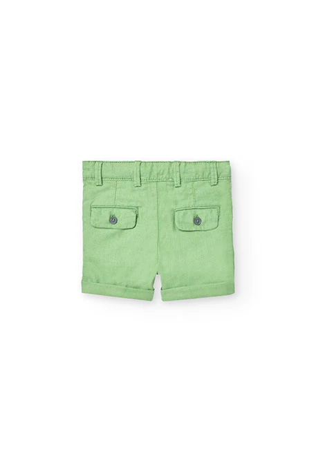 Bermuda en lin pour bébé garçon de couleur verte