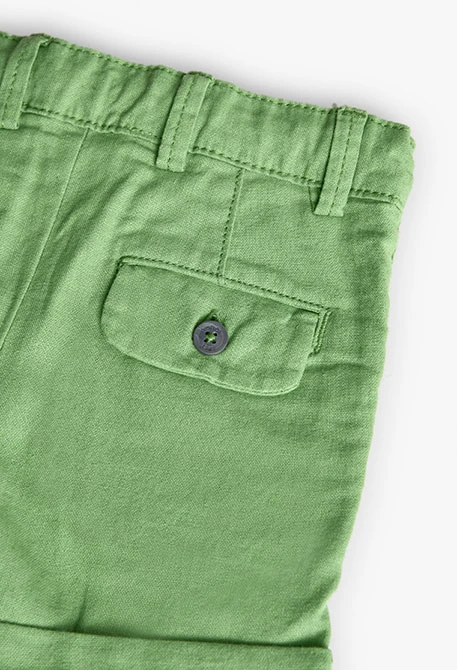 Bermuda en lin pour bébé garçon de couleur verte