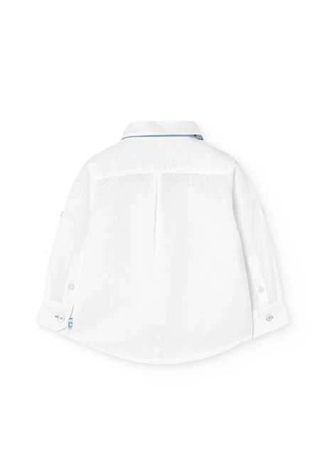 Camisa de lli per a nadó nen en blanc amb corbata de llacet.