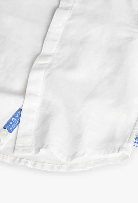 Camicia di lino per neonato in bianco con papillon
