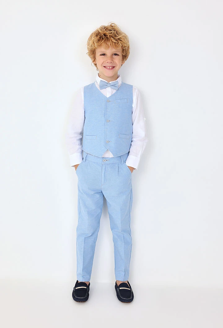 Baby boy linen trousers in light blue