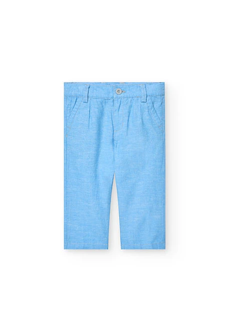 Pantalons de lli per a nadó nen en color blau cel celest