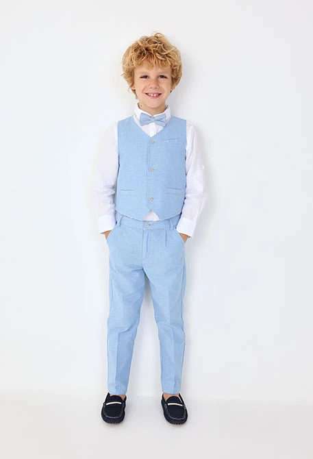 Pantalon en lin pour bébé garçon de couleur bleu ciel