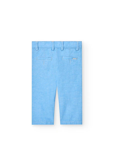 Pantalons de lli per a nadó nen en color blau cel celest