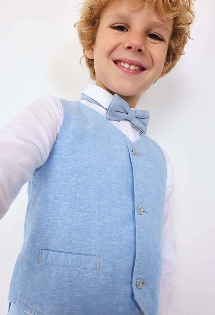 Baby boy linen waistcoat in sky blue colour