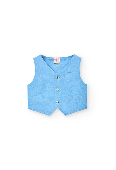 Gilet en lin pour bébé garçon de couleur bleu ciel