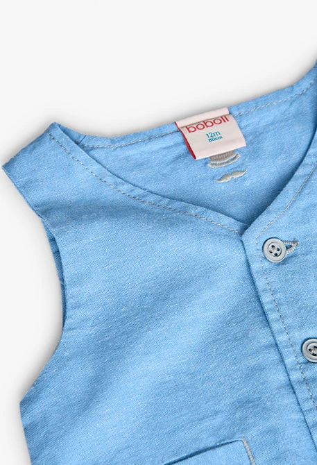 Gilet en lin pour bébé garçon de couleur bleu ciel