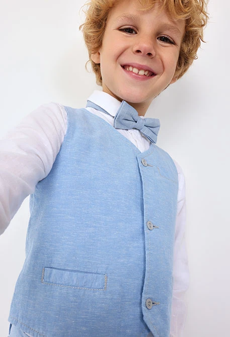 Gilet en lin pour bébé garçon de couleur bleu ciel