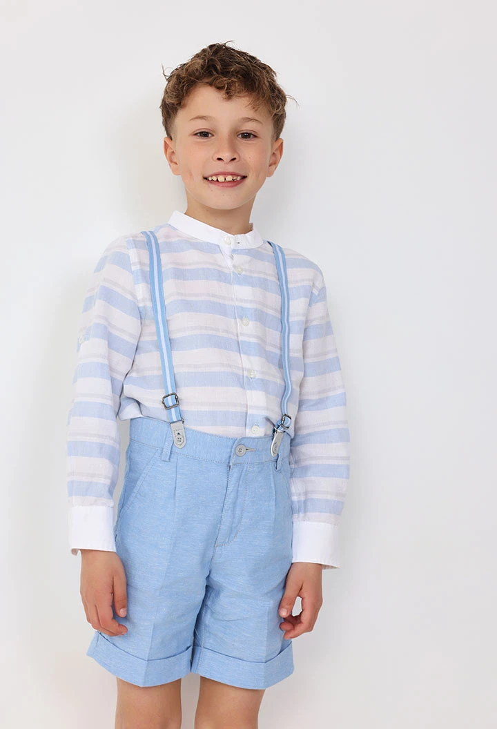 Bermudashorts aus Leinen für Kleinkind Jungen in Himmelblau