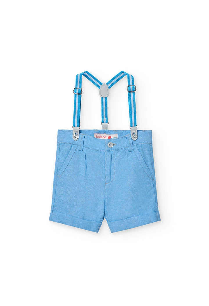 Bermudashorts aus Leinen für Kleinkind Jungen in Himmelblau