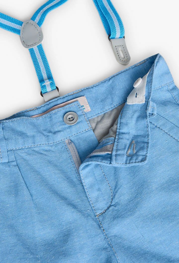 Bermudashorts aus Leinen für Kleinkind Jungen in Himmelblau