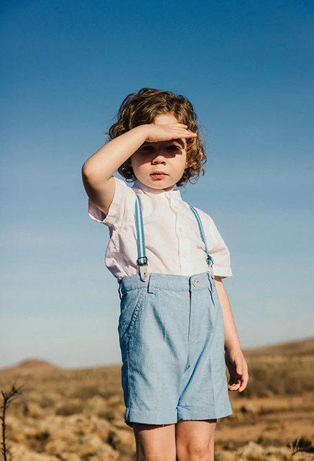 Bermudashorts aus Leinen für Kleinkind Jungen in Himmelblau