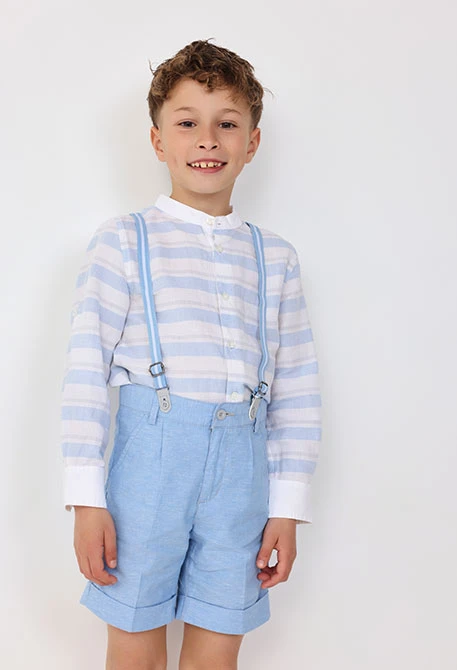 Bermudashorts aus Leinen für Kleinkind Jungen in Himmelblau