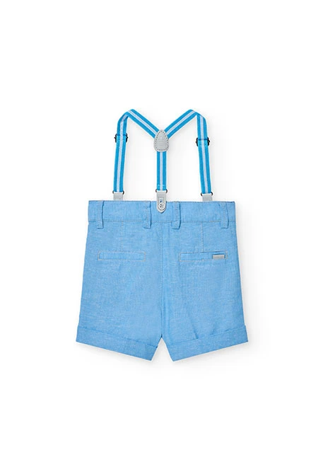 Bermuda en lin pour bébé garçon de couleur bleu ciel.