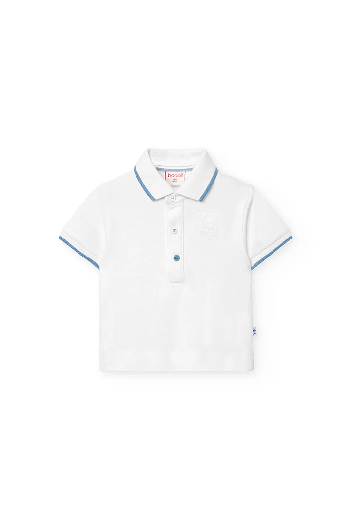 Polo piqué per a nadó nen en color blanc