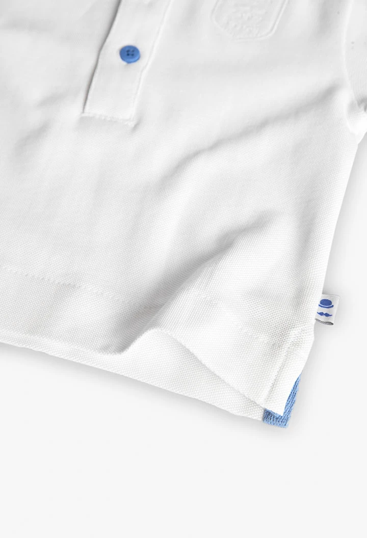 Polo piqué per a nadó nen en color blanc