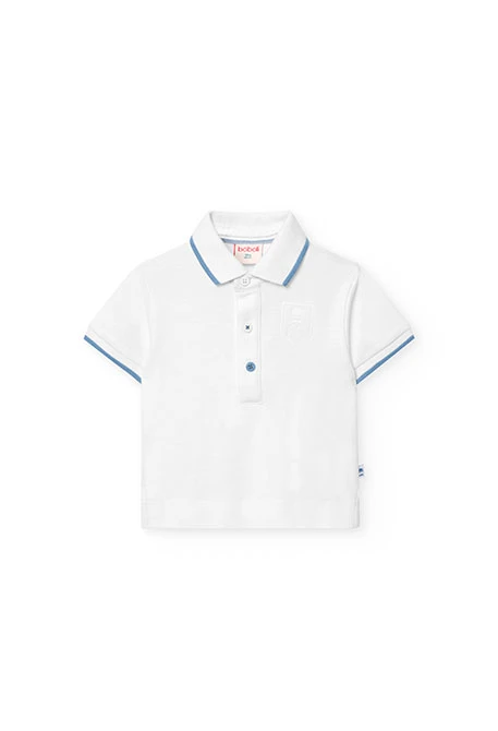 Polo piqué per bambino in colore bianco.
