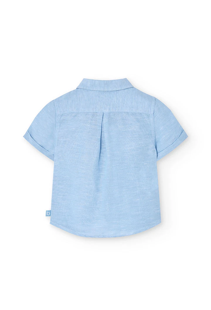 Camicia corta di lino per bambino in colore blu