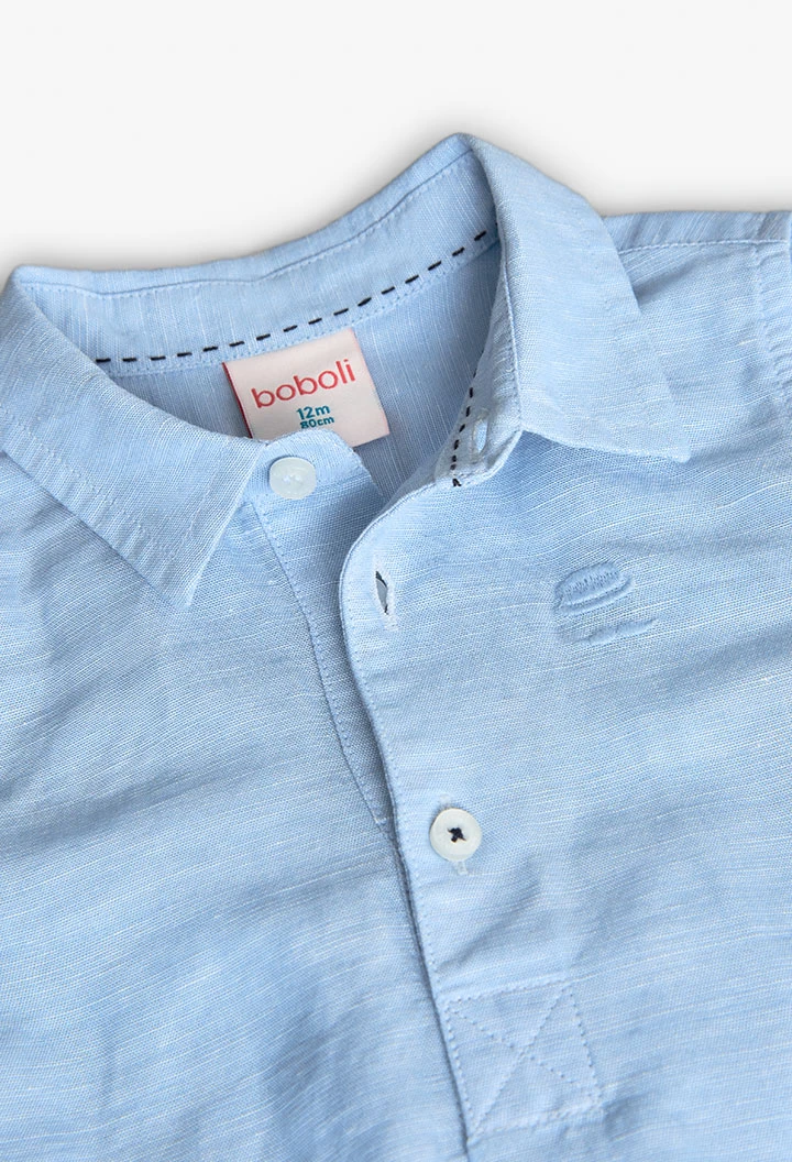 Camicia corta di lino per bambino in colore blu