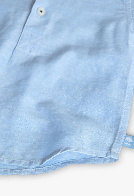 Camisa corta de lino para bebé niño en color azul
