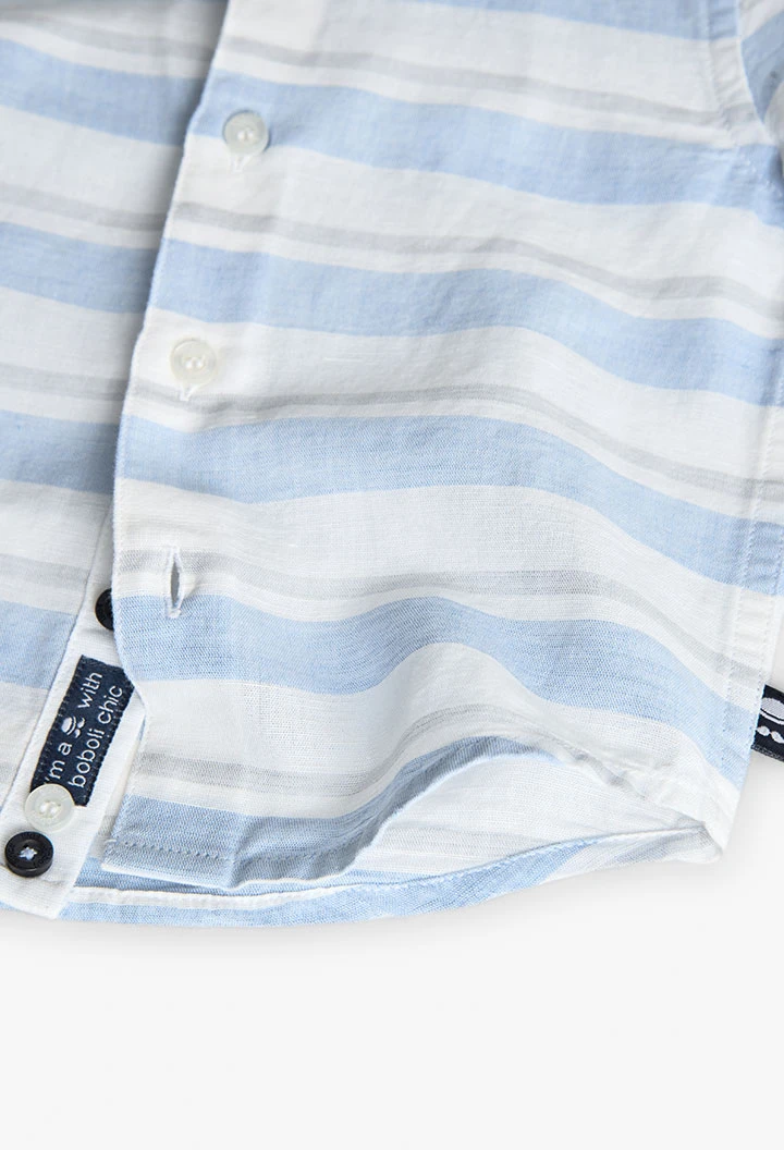 Chemise en lin pour bébé garçon à rayures bleues et blanches