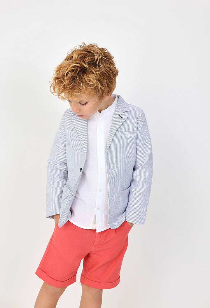 Blazer oxford pour bébé garçon à rayures bleues et grises