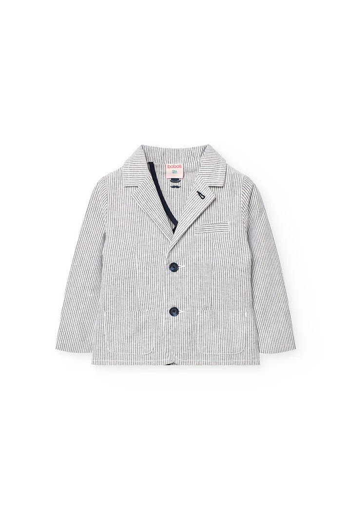 Blazer oxford pour bébé garçon à rayures bleues et grises
