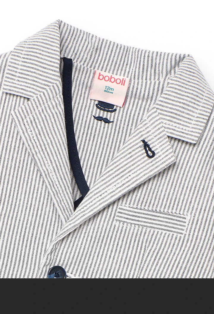 Blazer oxford per bambino con righe blu e grigie