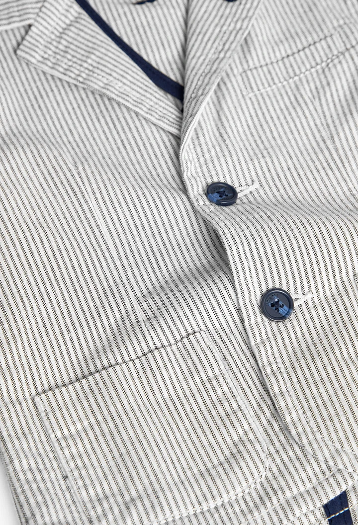 Blazer oxford pour bébé garçon à rayures bleues et grises