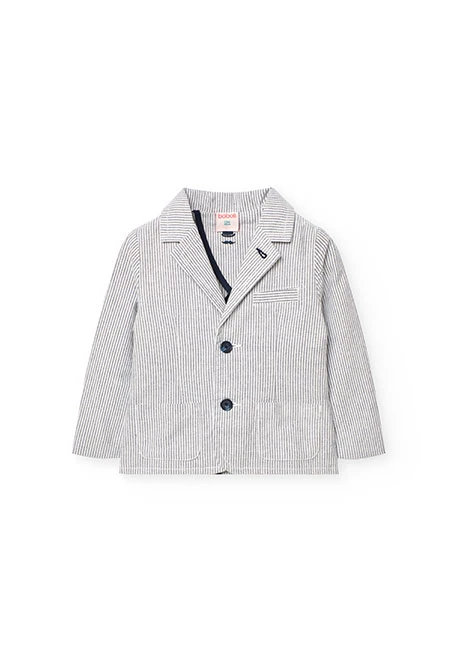 Blazer oxford pour bébé garçon à rayures bleues et grises