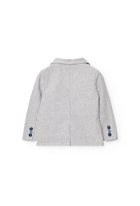 Blazer oxford pour bébé garçon à rayures bleues et grises
