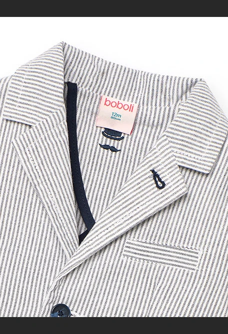 Blazer oxford pour bébé garçon à rayures bleues et grises