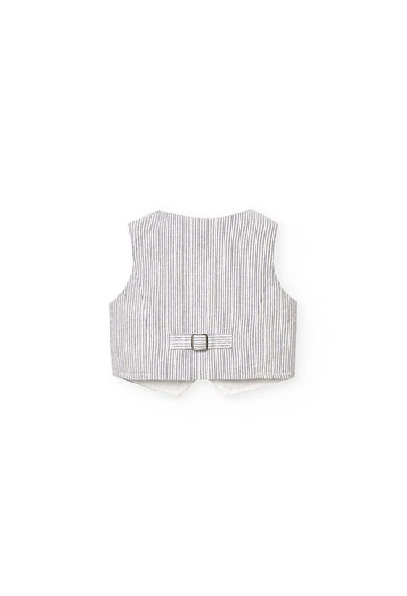 Gilet oxford pour bébé garçon rayé en gris et blanc.