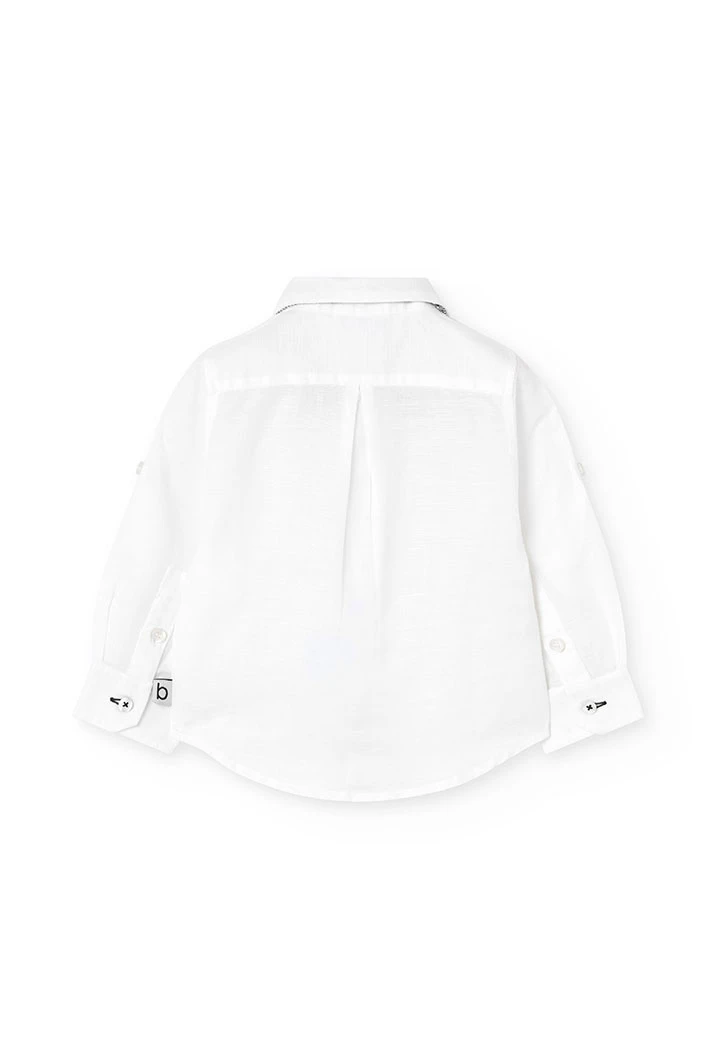 Camicia di lino per bambino in bianco con papillon