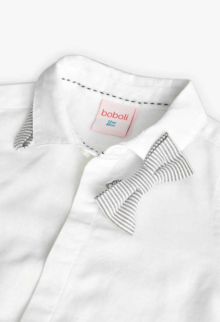 Camicia di lino per bambino in bianco con papillon