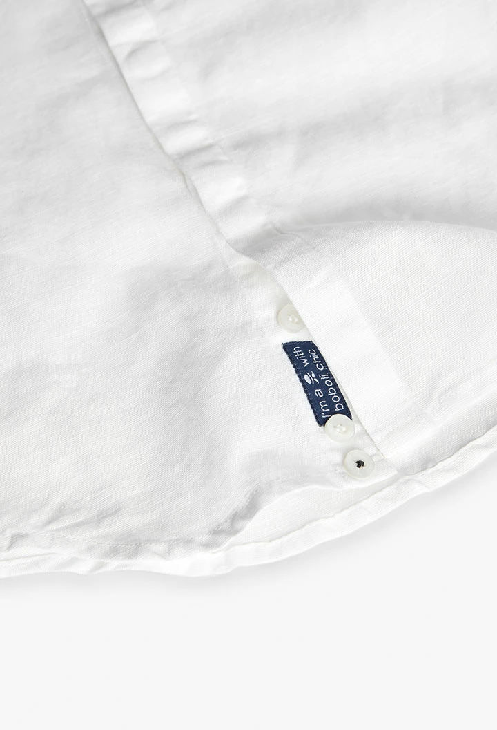 Camicia di lino per bambino in bianco con papillon