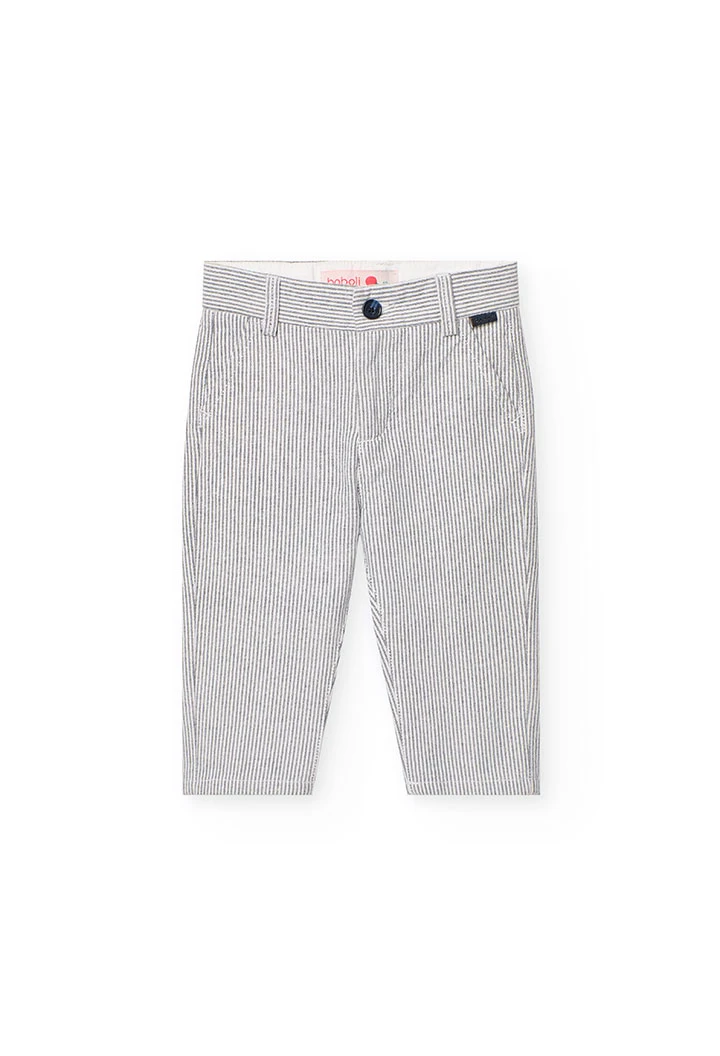 Pantalone oxford per neonato a righe grigio e bianco