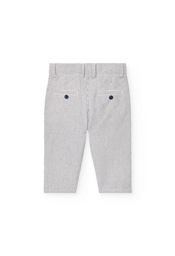 Pantalone oxford per neonato a righe grigio e bianco