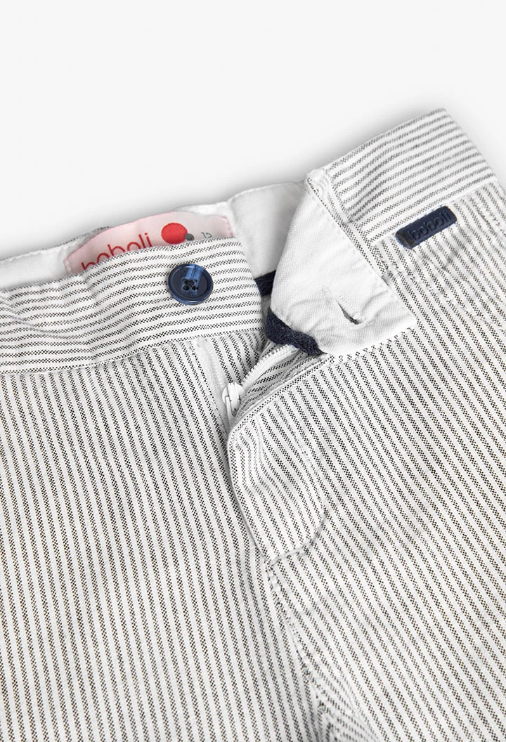 Pantalone oxford per neonato a righe grigio e bianco