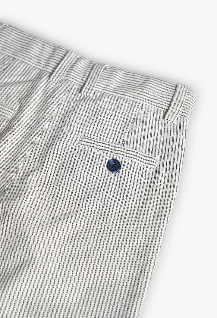 Pantalone oxford per neonato a righe grigio e bianco