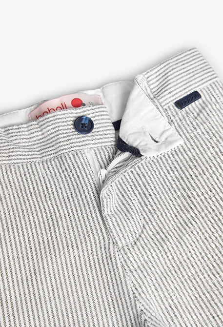 Oxford trousers for baby boy in grey and white stripes