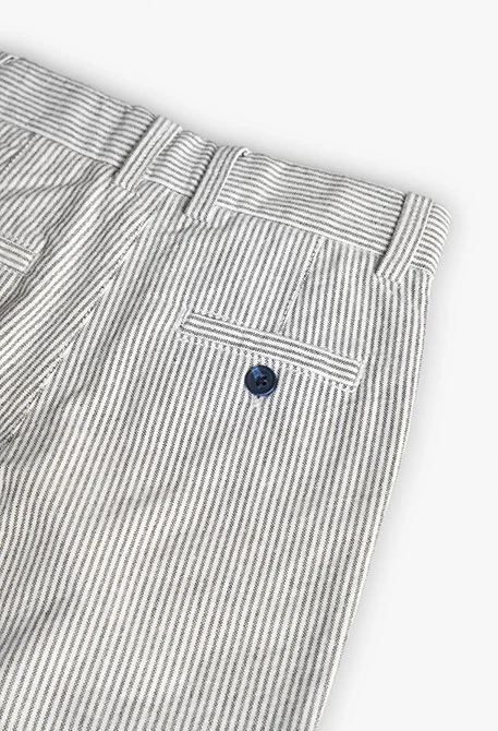 Oxford trousers for baby boy in grey and white stripes