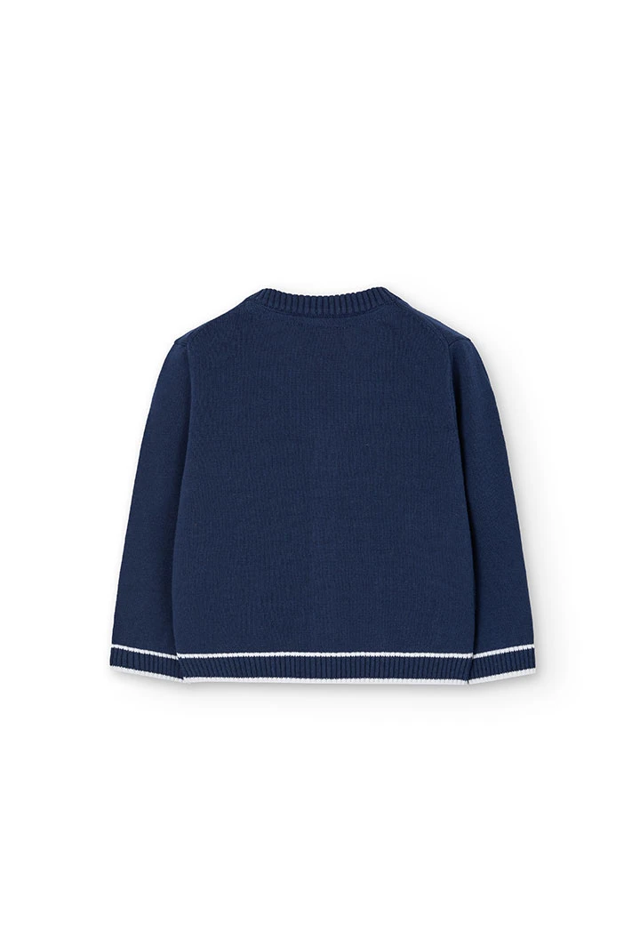 Knitted jacket for baby boy in navy blue colour