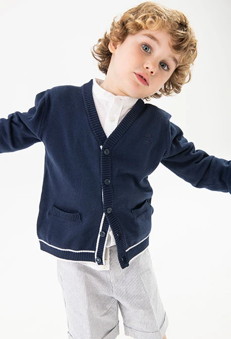 Giacca in maglia per neonato di colore blu navy