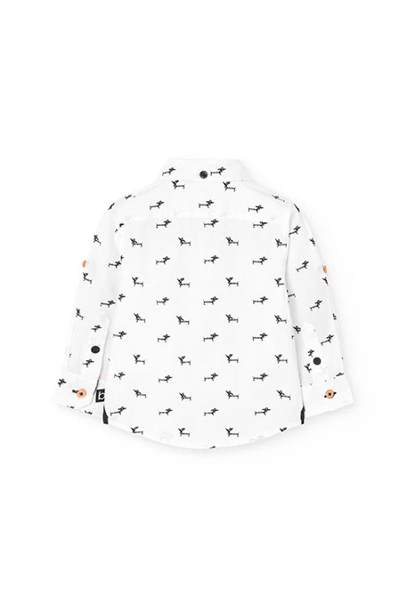 Camisa de popelí per a nadó nen amb estampat de color blanc