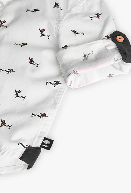 Camisa de popelí per a nadó nen amb estampat de color blanc