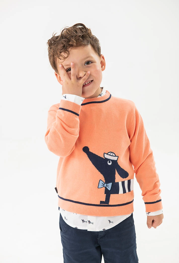 Pull en tricot pour bébé garçon de couleur orange