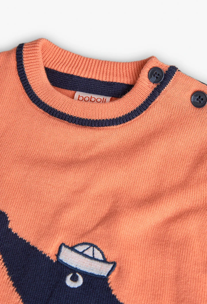 Pull en tricot pour bébé garçon de couleur orange